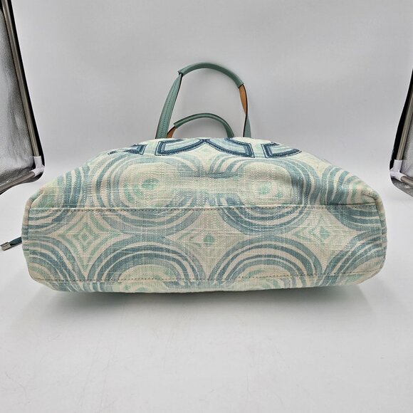 Coach Audrey Signature Op Art Swirl Tote Bag Aqua Cream A1193-17044 - Picture 8 of 15